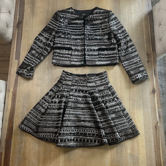 Muse Jacket And Skirt Set Sequin Metallic NWT Size 0 - Picture 3 of 16